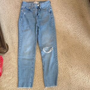 Madewell Distressed Blue Straight Leg Jeans